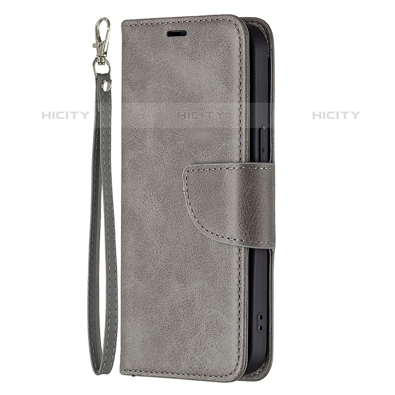 Custodia Portafoglio In Pelle Cover con Supporto L01 per Apple iPhone 15 Pro Grigio Scuro