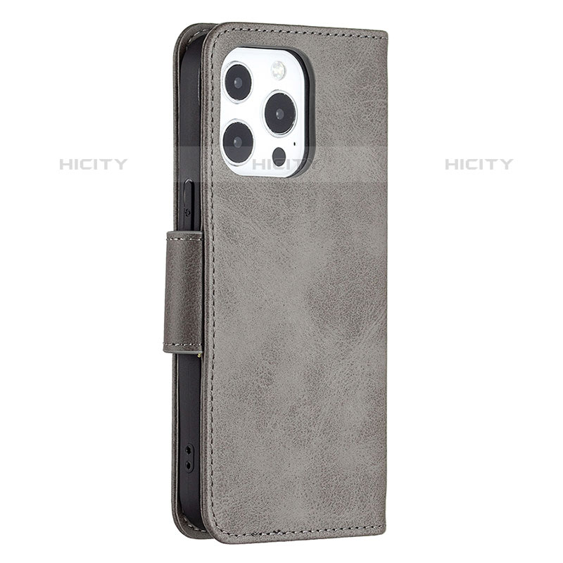 Custodia Portafoglio In Pelle Cover con Supporto L01 per Apple iPhone 15 Pro Grigio Scuro