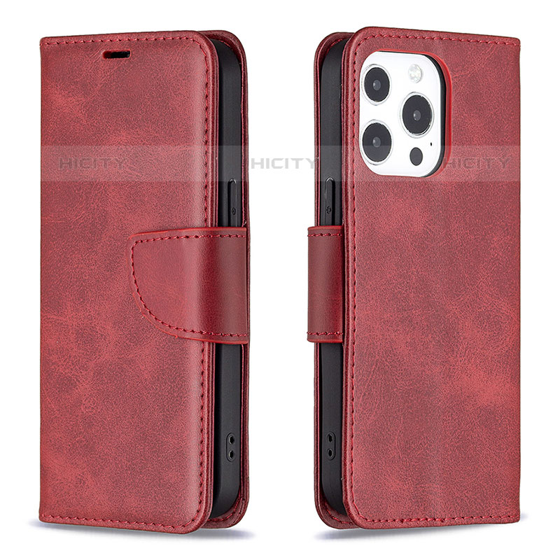 Custodia Portafoglio In Pelle Cover con Supporto L01 per Apple iPhone 15 Pro Max Rosso