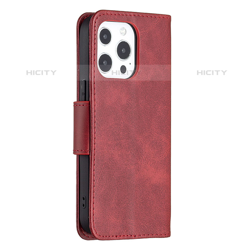 Custodia Portafoglio In Pelle Cover con Supporto L01 per Apple iPhone 15 Pro Rosso