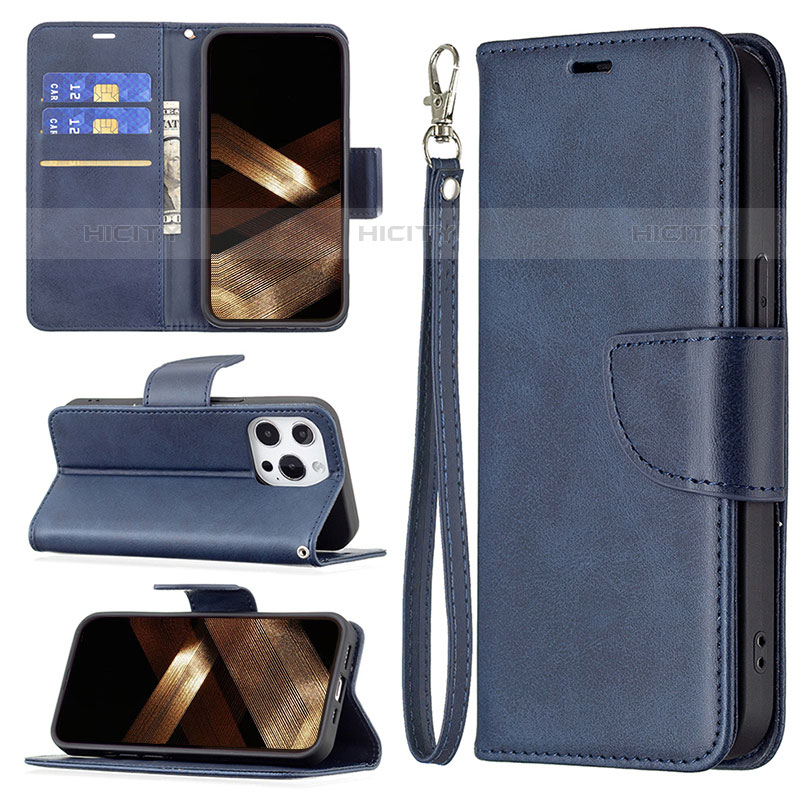 Custodia Portafoglio In Pelle Cover con Supporto L01 per Apple iPhone 16 Pro Max Blu