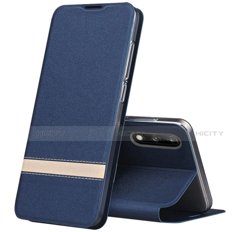 Custodia Portafoglio In Pelle Cover con Supporto L01 per Huawei Enjoy 10 Blu