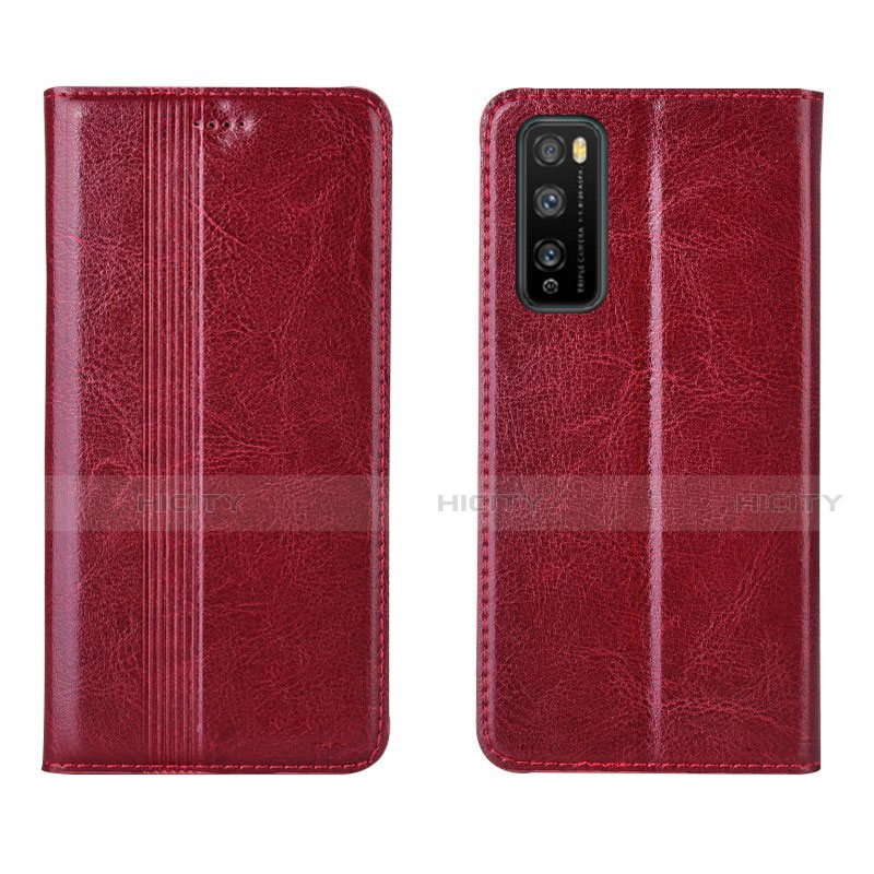 Custodia Portafoglio In Pelle Cover con Supporto L01 per Huawei Enjoy Z 5G Rosso