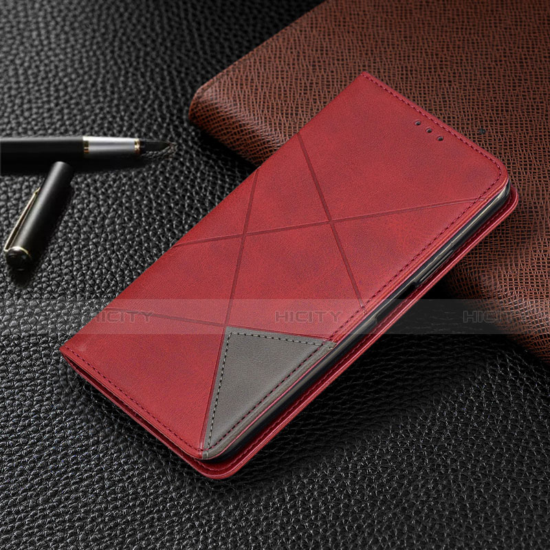 Custodia Portafoglio In Pelle Cover con Supporto L01 per Motorola Moto G8 Plus Rosso