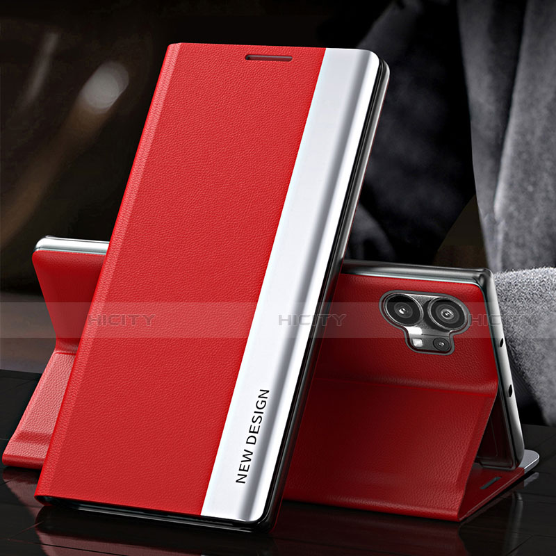 Custodia Portafoglio In Pelle Cover con Supporto L01 per Nothing Phone 1 Rosso