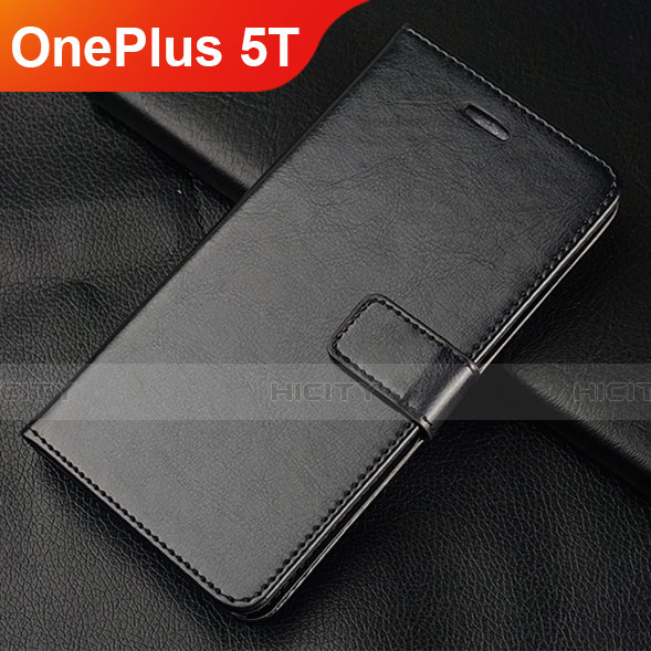 Custodia Portafoglio In Pelle Cover con Supporto L01 per OnePlus 5T A5010 Nero