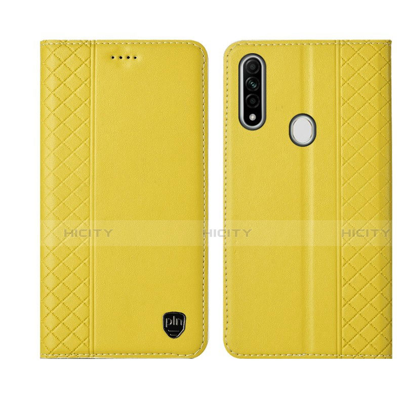 Custodia Portafoglio In Pelle Cover con Supporto L01 per Oppo A31 Giallo