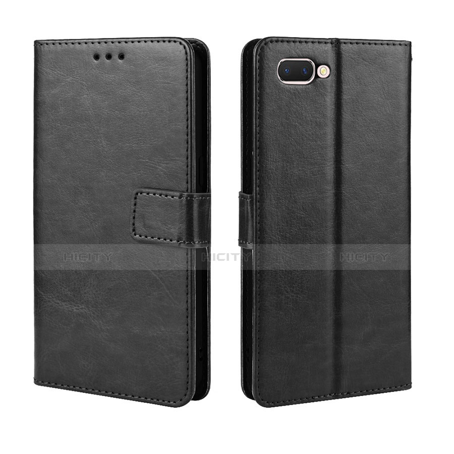 Custodia Portafoglio In Pelle Cover con Supporto L01 per Oppo A5 Nero