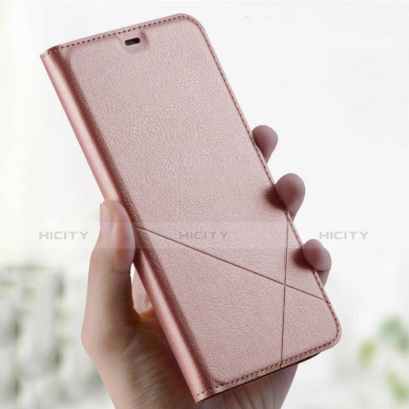 Custodia Portafoglio In Pelle Cover con Supporto L01 per Oppo A7 Oro Rosa