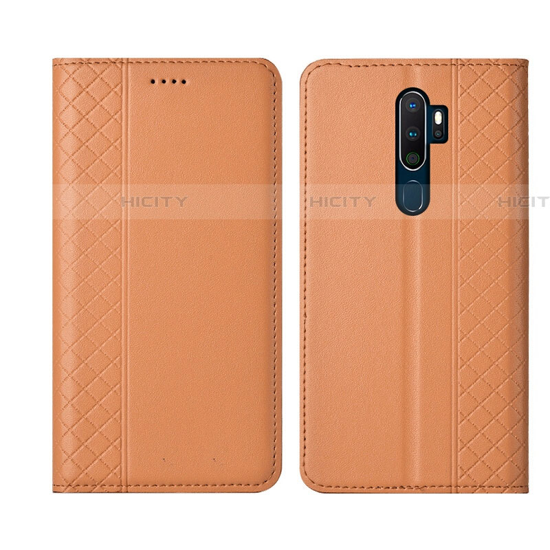 Custodia Portafoglio In Pelle Cover con Supporto L01 per Oppo A9 (2020) Arancione