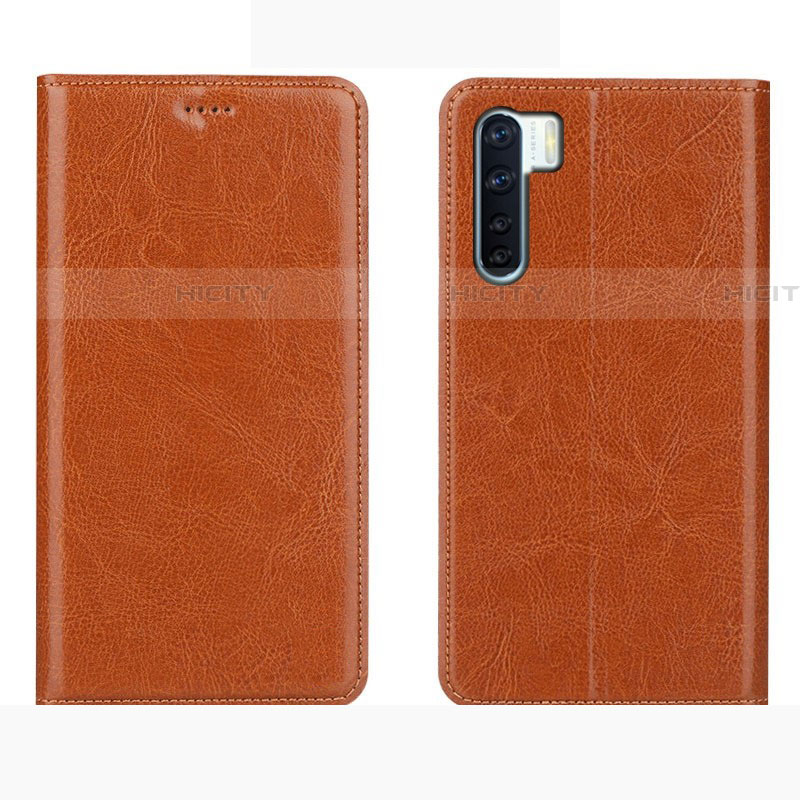 Custodia Portafoglio In Pelle Cover con Supporto L01 per Oppo A91 Arancione