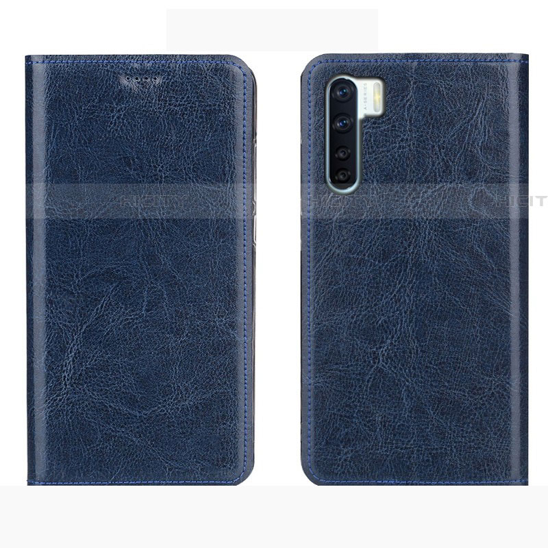 Custodia Portafoglio In Pelle Cover con Supporto L01 per Oppo A91 Blu