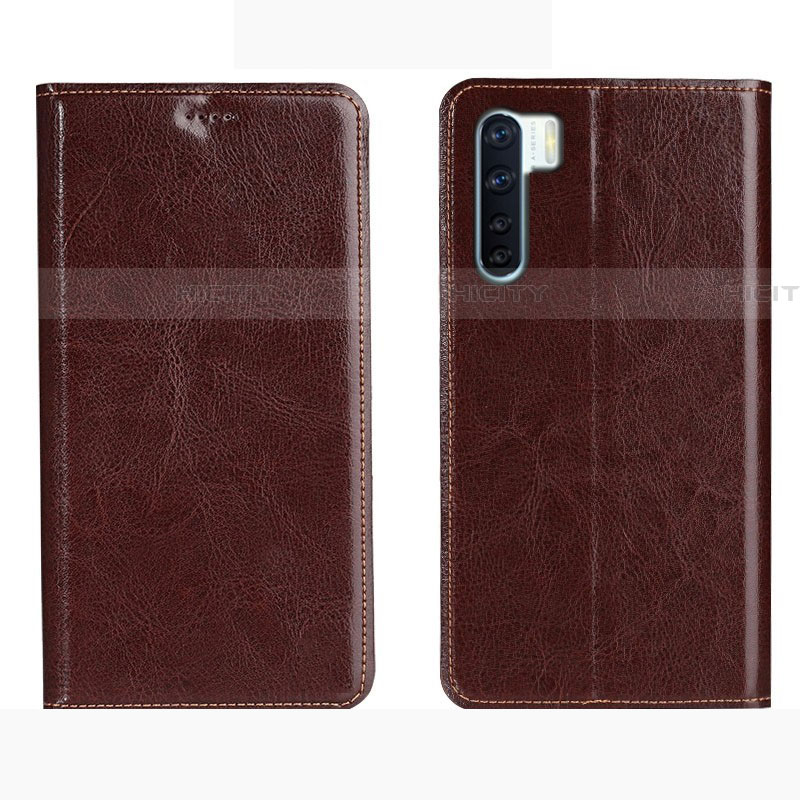 Custodia Portafoglio In Pelle Cover con Supporto L01 per Oppo A91 Marrone