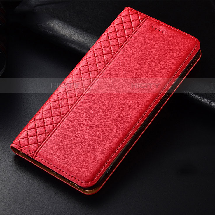 Custodia Portafoglio In Pelle Cover con Supporto L01 per Oppo Find X2 Rosso