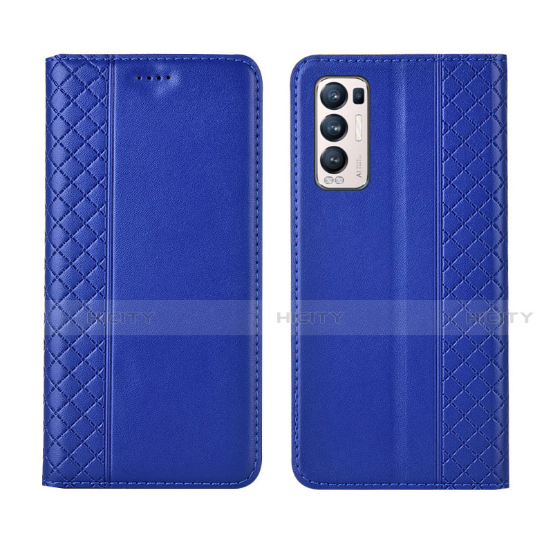 Custodia Portafoglio In Pelle Cover con Supporto L01 per Oppo Find X3 Neo 5G Blu