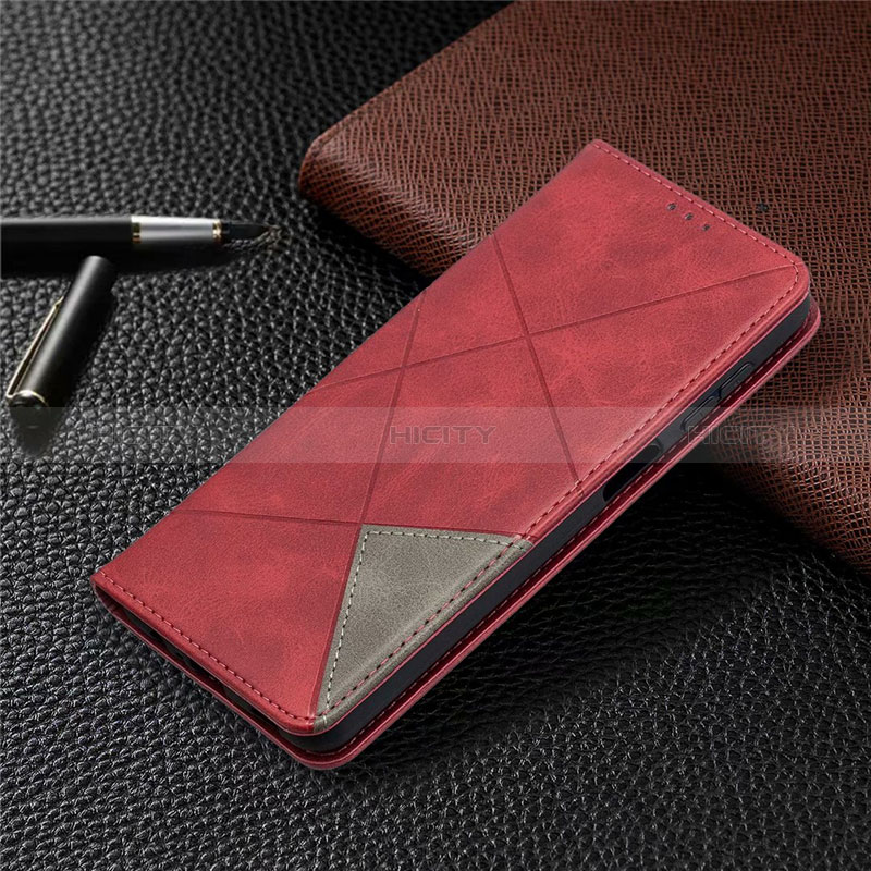 Custodia Portafoglio In Pelle Cover con Supporto L01 per Samsung Galaxy F12 Rosso