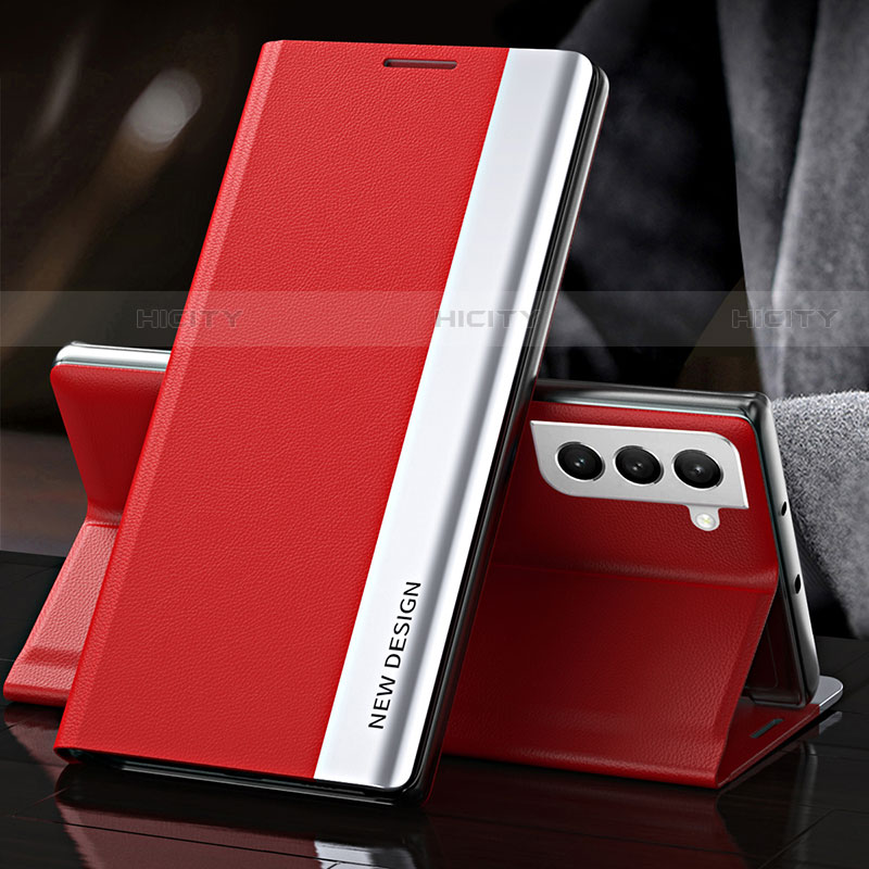 Custodia Portafoglio In Pelle Cover con Supporto L01 per Samsung Galaxy S21 Plus 5G Rosso