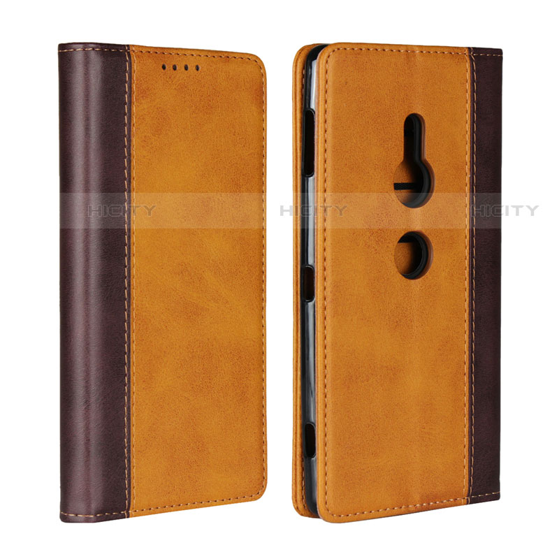 Custodia Portafoglio In Pelle Cover con Supporto L01 per Sony Xperia XZ2 Arancione