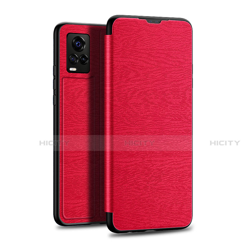 Custodia Portafoglio In Pelle Cover con Supporto L01 per Vivo V20 Pro 5G Rosso