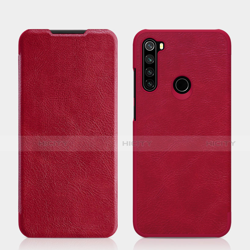 Custodia Portafoglio In Pelle Cover con Supporto L01 per Xiaomi Redmi Note 8 (2021) Rosso