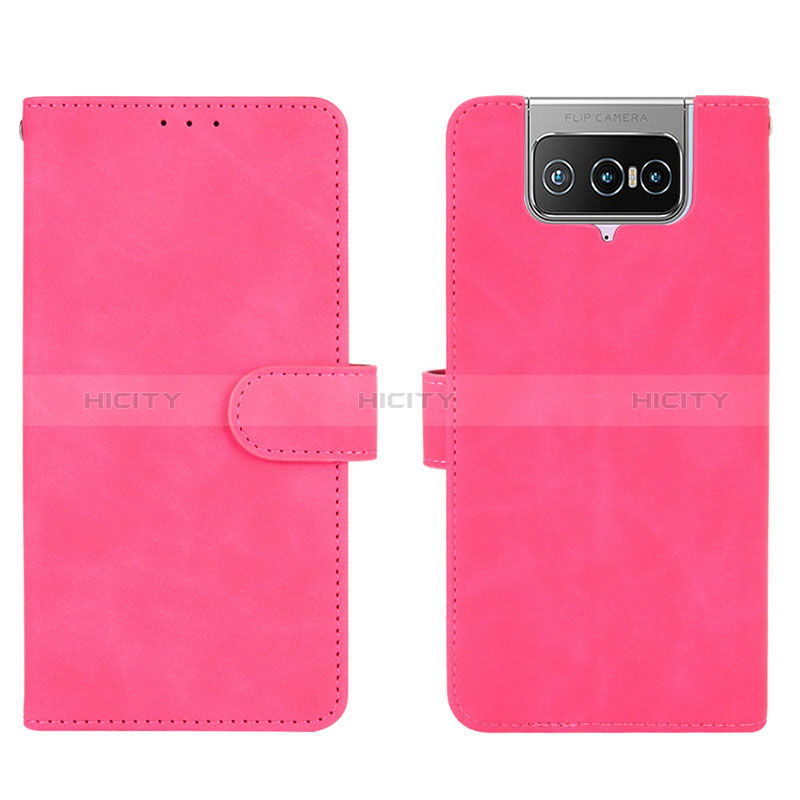 Custodia Portafoglio In Pelle Cover con Supporto L01Z per Asus Zenfone 7 Pro ZS671KS Rosa Caldo