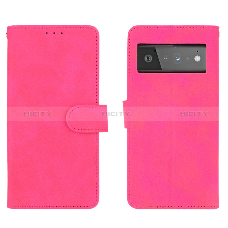 Custodia Portafoglio In Pelle Cover con Supporto L01Z per Google Pixel 6 5G Rosa Caldo