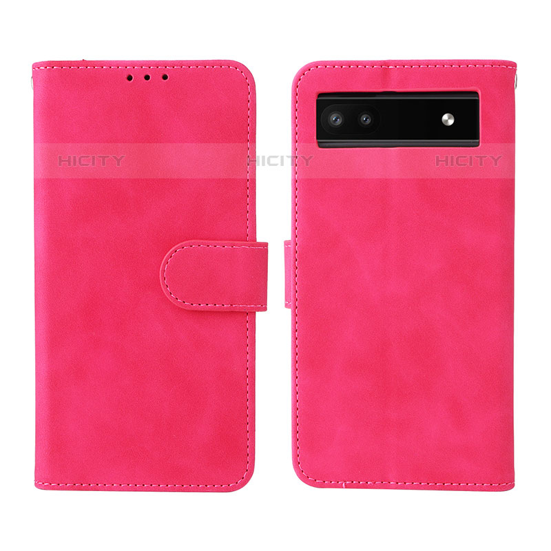 Custodia Portafoglio In Pelle Cover con Supporto L01Z per Google Pixel 6a 5G Rosa Caldo