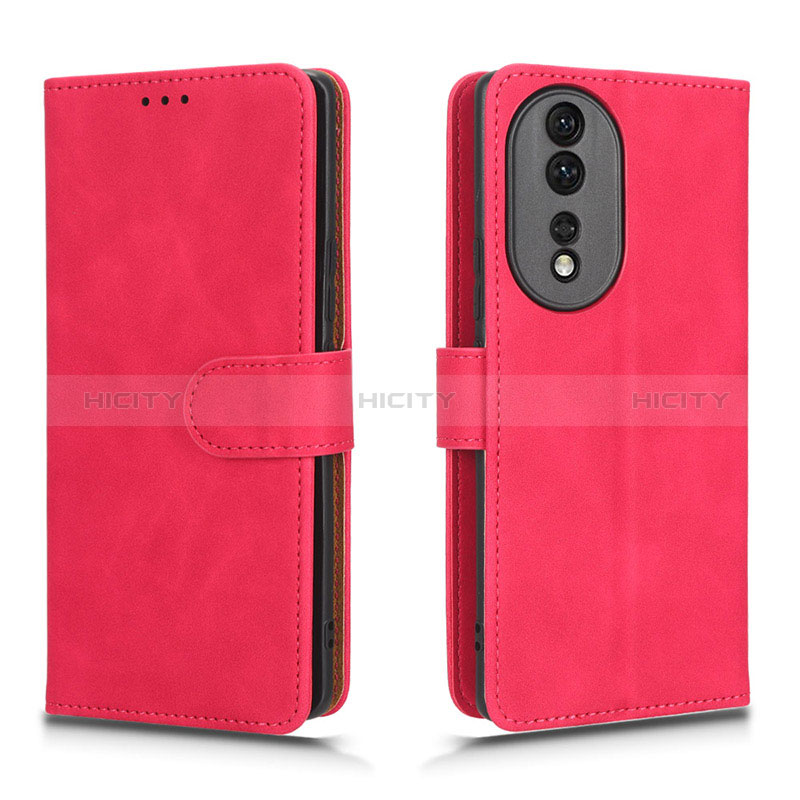 Custodia Portafoglio In Pelle Cover con Supporto L01Z per Huawei Honor 80 5G Rosa Caldo