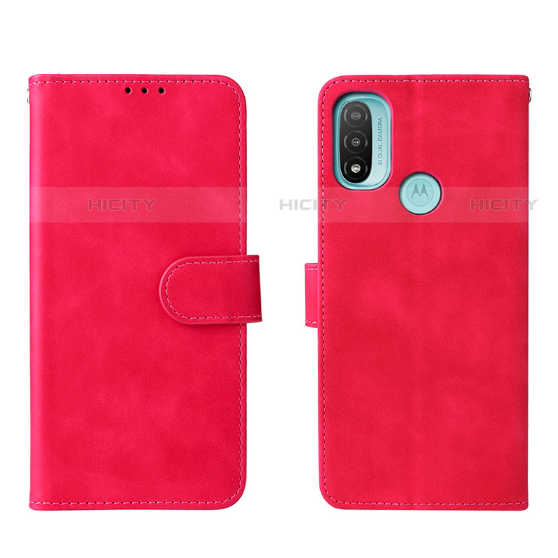 Custodia Portafoglio In Pelle Cover con Supporto L01Z per Motorola Moto E30 Rosa Caldo