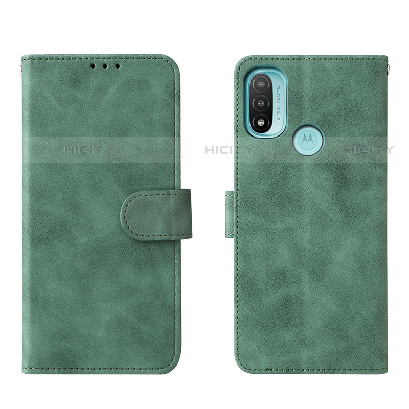 Custodia Portafoglio In Pelle Cover con Supporto L01Z per Motorola Moto E30 Verde