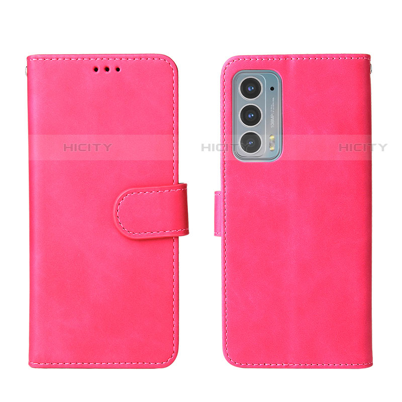 Custodia Portafoglio In Pelle Cover con Supporto L01Z per Motorola Moto Edge 20 5G Rosa Caldo