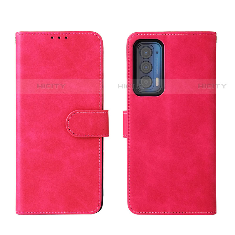 Custodia Portafoglio In Pelle Cover con Supporto L01Z per Motorola Moto Edge (2021) 5G Rosa Caldo