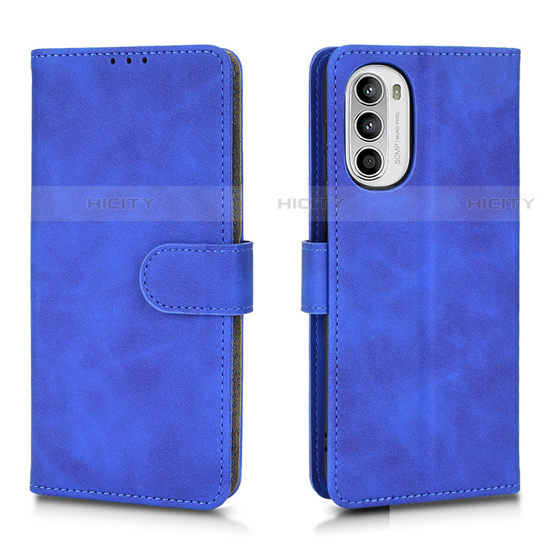 Custodia Portafoglio In Pelle Cover con Supporto L01Z per Motorola Moto Edge (2022) 5G Blu