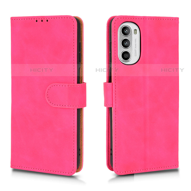 Custodia Portafoglio In Pelle Cover con Supporto L01Z per Motorola Moto Edge (2022) 5G Rosa Caldo