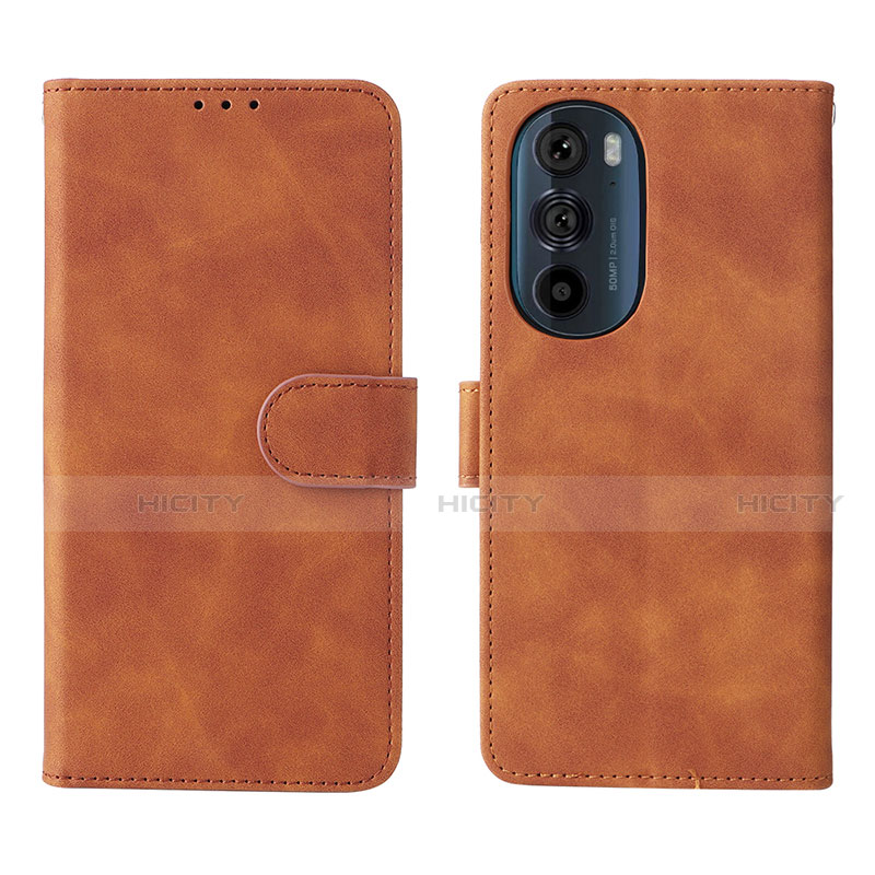 Custodia Portafoglio In Pelle Cover con Supporto L01Z per Motorola Moto Edge 30 Pro 5G Marrone