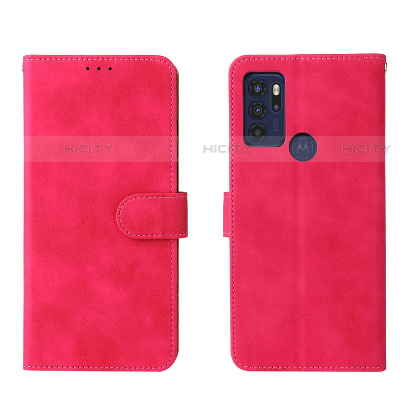 Custodia Portafoglio In Pelle Cover con Supporto L01Z per Motorola Moto G60s Rosa Caldo