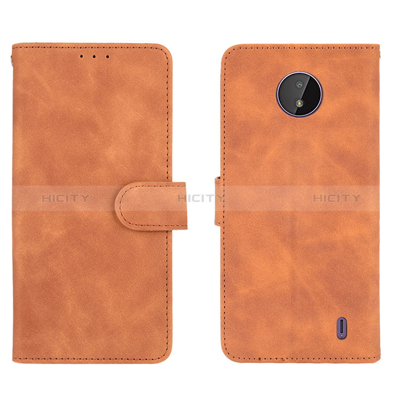 Custodia Portafoglio In Pelle Cover con Supporto L01Z per Nokia C10 Marrone