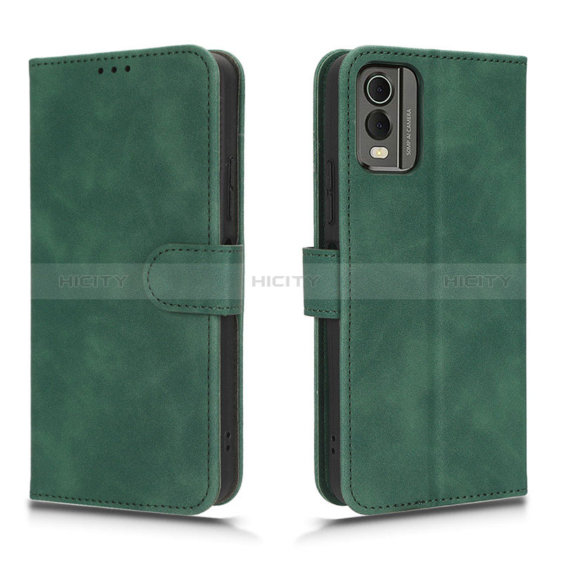 Custodia Portafoglio In Pelle Cover con Supporto L01Z per Nokia C210 Verde