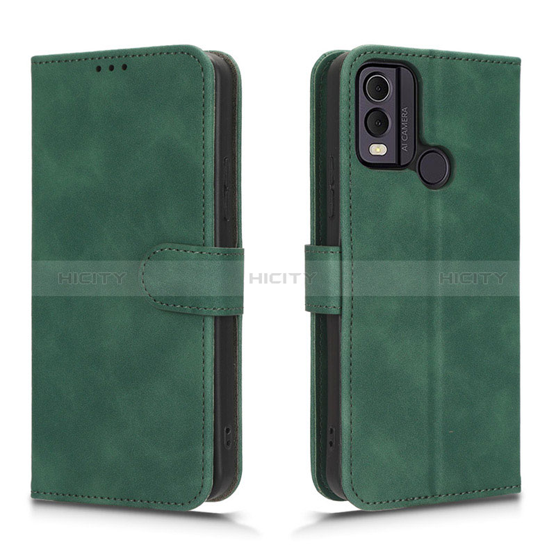 Custodia Portafoglio In Pelle Cover con Supporto L01Z per Nokia C22 Verde