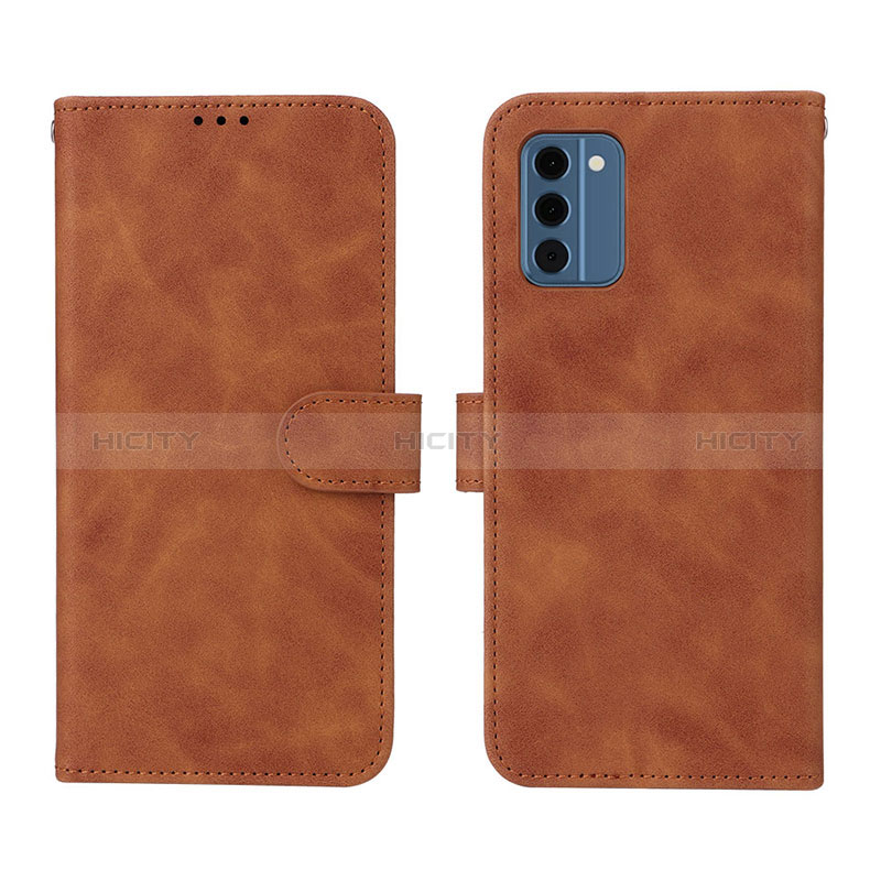 Custodia Portafoglio In Pelle Cover con Supporto L01Z per Nokia C300 Marrone