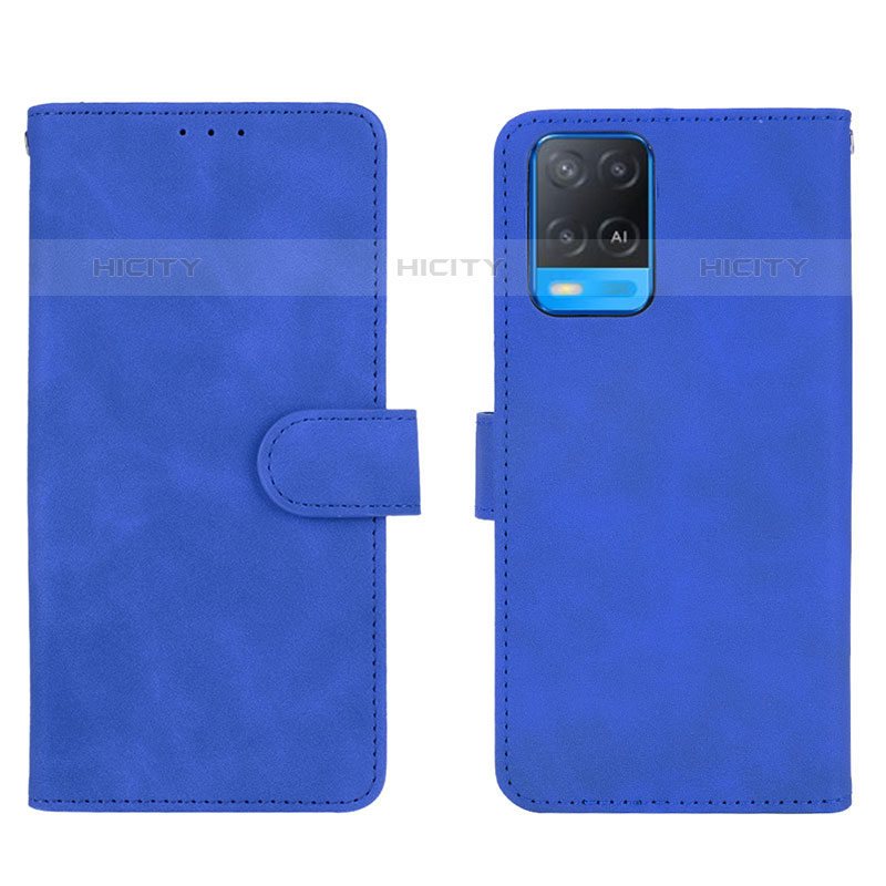 Custodia Portafoglio In Pelle Cover con Supporto L01Z per Oppo A54 4G Blu
