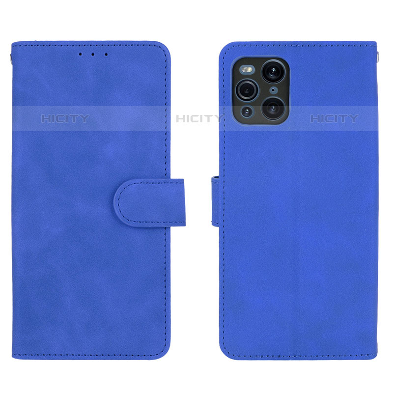 Custodia Portafoglio In Pelle Cover con Supporto L01Z per Oppo Find X3 Pro 5G Blu