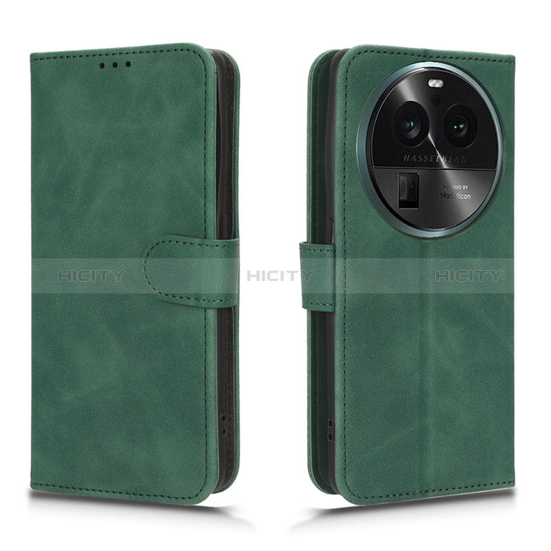 Custodia Portafoglio In Pelle Cover con Supporto L01Z per Oppo Find X6 Pro 5G Verde