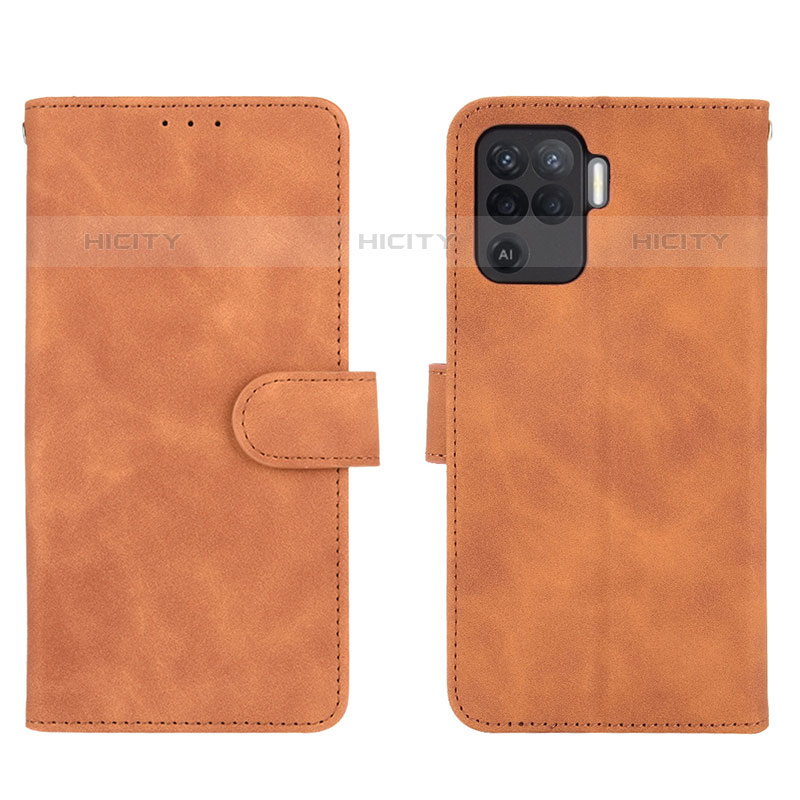 Custodia Portafoglio In Pelle Cover con Supporto L01Z per Oppo Reno5 F Marrone