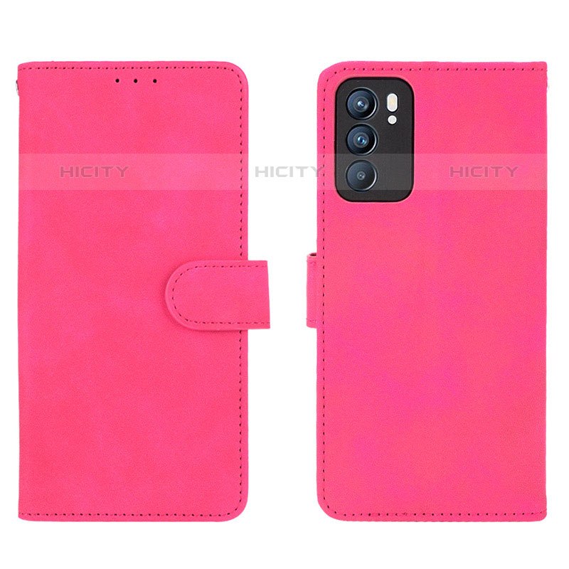 Custodia Portafoglio In Pelle Cover con Supporto L01Z per Oppo Reno6 5G Rosa Caldo