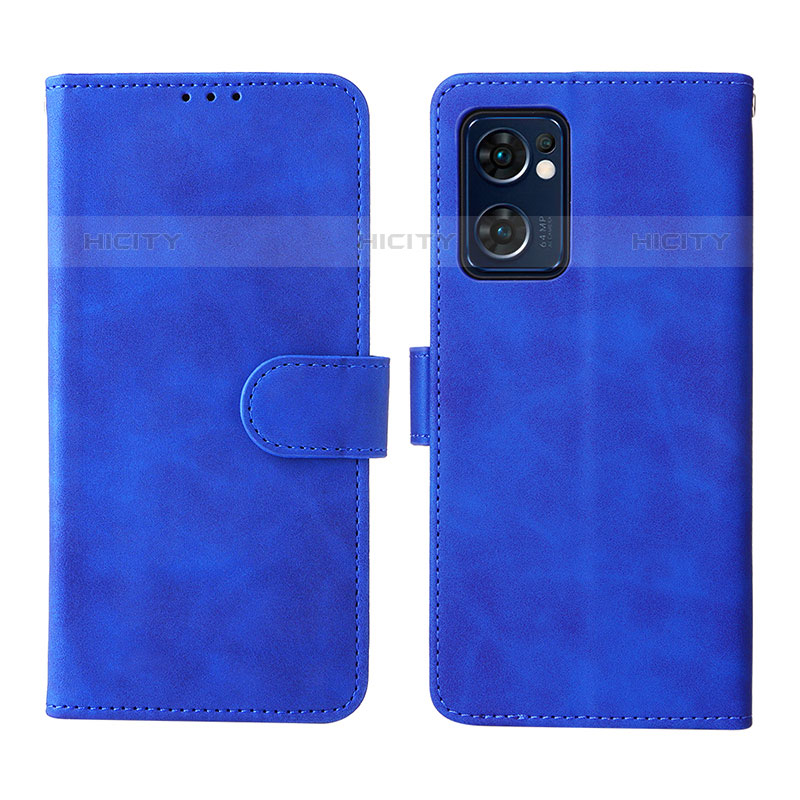 Custodia Portafoglio In Pelle Cover con Supporto L01Z per Oppo Reno7 5G Blu