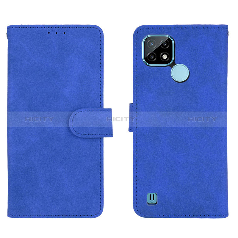 Custodia Portafoglio In Pelle Cover con Supporto L01Z per Realme C21 Blu