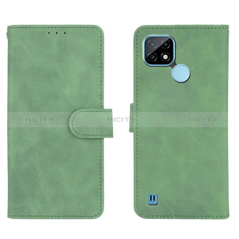 Custodia Portafoglio In Pelle Cover con Supporto L01Z per Realme C21 Verde