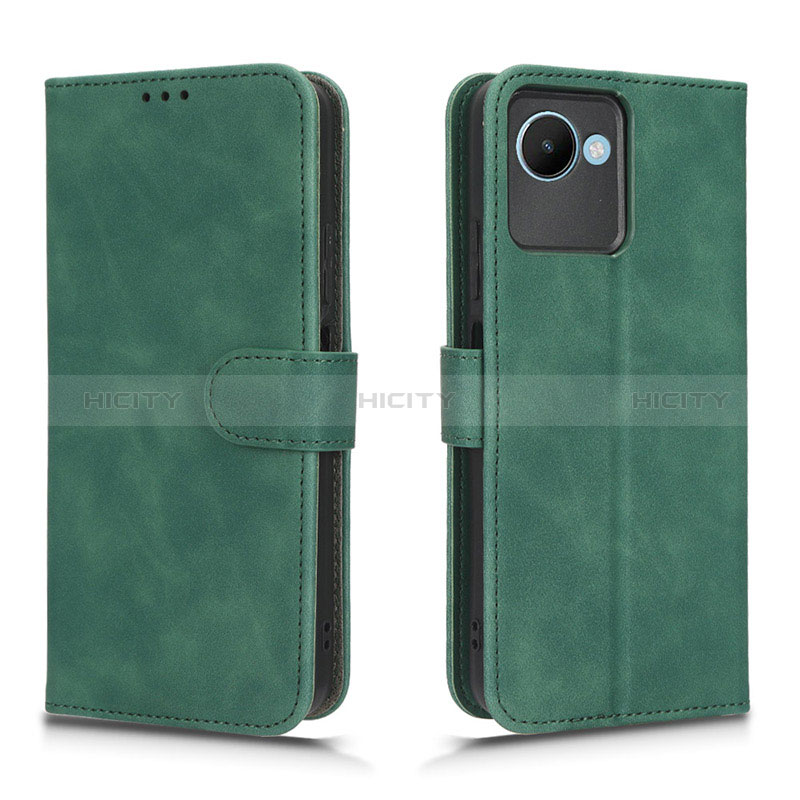 Custodia Portafoglio In Pelle Cover con Supporto L01Z per Realme C30s Verde