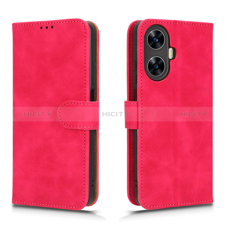 Custodia Portafoglio In Pelle Cover con Supporto L01Z per Realme C55 Rosa Caldo